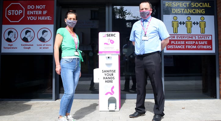 Hand sanitiser points on entrance